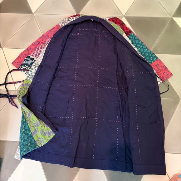 Anthropologie Lilka cotton Kantha patchwork robe women’s size Large ex cond - Picture 4 of 8